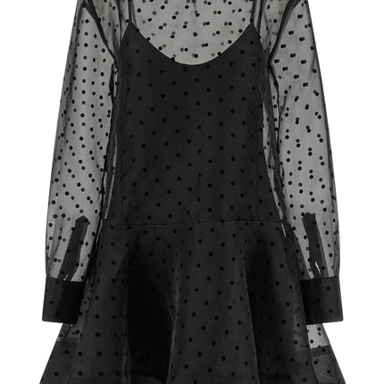 Ganni Black Recycled Polyester Short Dress