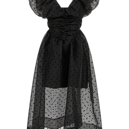 Ganni Black Recycled Polyester Midi Dress