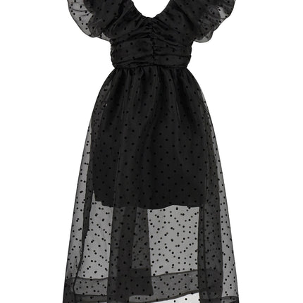 Ganni Black Recycled Polyester Midi Dress