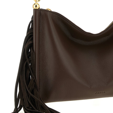 Furla Brown Lamb Leather Shoulder Bag
