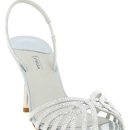 LE SILLA Gray Goatskin Stiletto Heel Sandals