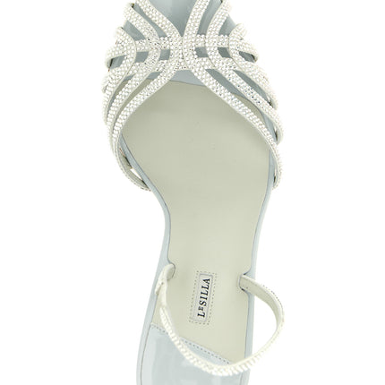 LE SILLA Gray Goatskin Stiletto Heel Sandals