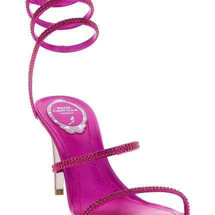 RENE CAOVILLA Fuchsia Viscose Stiletto Heel Sandals