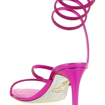 RENE CAOVILLA Fuchsia Viscose Stiletto Heel Sandals