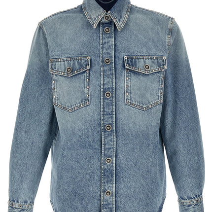 Versace Blue Cotton Blouse