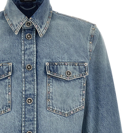 Versace Blue Cotton Blouse