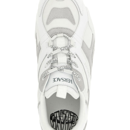 Versace White Calfskin Athletic Sneakers