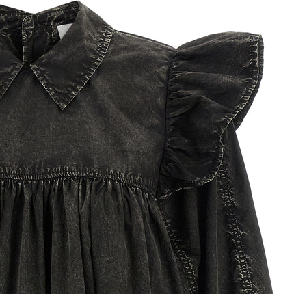 Ganni Black Organic Cotton Short Dress