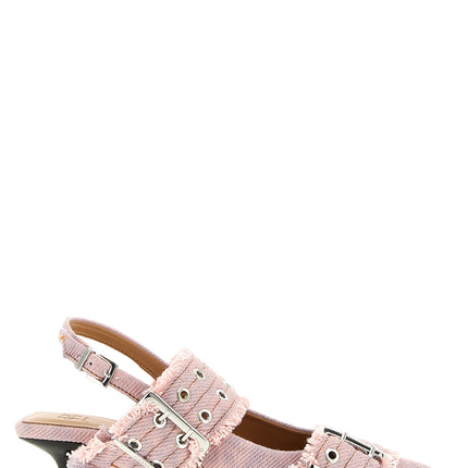 Ganni Multicolor Organic Cotton Mid Heel Pumps