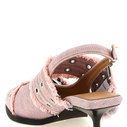 Ganni Multicolor Organic Cotton Mid Heel Pumps