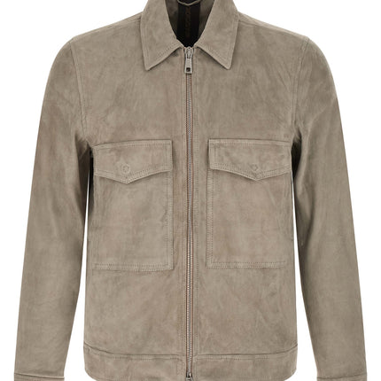 GIORGIO BRATO Gray Lamb Leather Leather Jacket