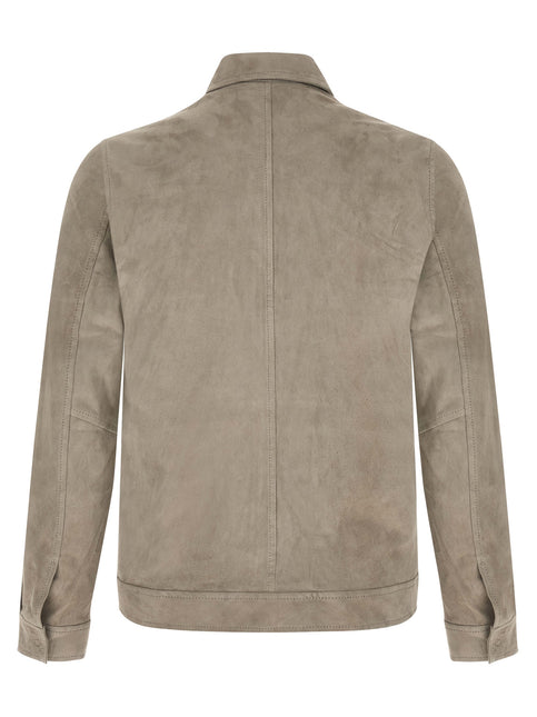 GIORGIO BRATO Gray Lamb Leather Leather Jacket