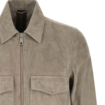 GIORGIO BRATO Gray Lamb Leather Leather Jacket