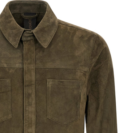 GIORGIO BRATO Bicolor Suede Leather Blouse