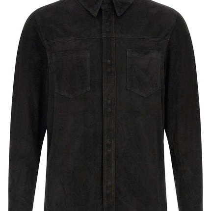 GIORGIO BRATO Black Suede Leather Blouse