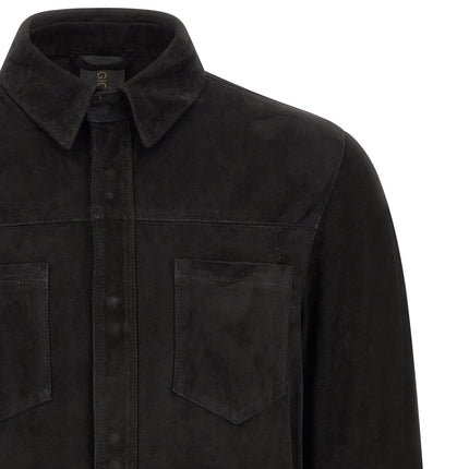 GIORGIO BRATO Black Suede Leather Blouse