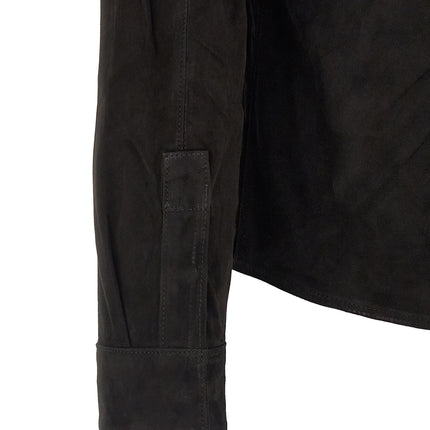 GIORGIO BRATO Black Suede Leather Blouse
