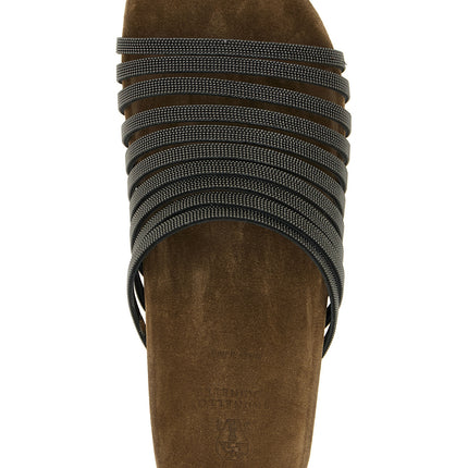 Brunello Cucinelli Black Lamb Leather Slides
