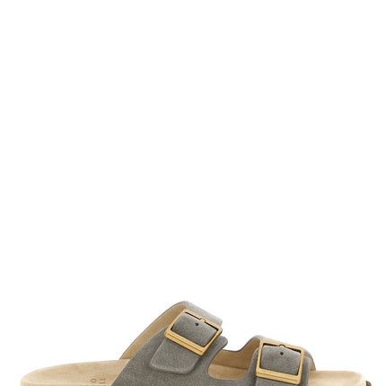 Brunello Cucinelli Gray Calfskin Slides