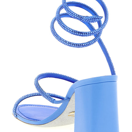 RENE CAOVILLA Blue Viscose Stiletto Heel Sandals