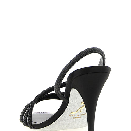 RENE CAOVILLA Black Viscose Stiletto Heel Sandals