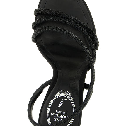 RENE CAOVILLA Black Viscose Stiletto Heel Sandals