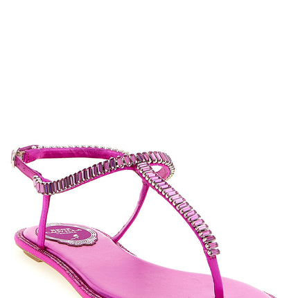 RENE CAOVILLA Fuchsia Viscose Flat Sandals