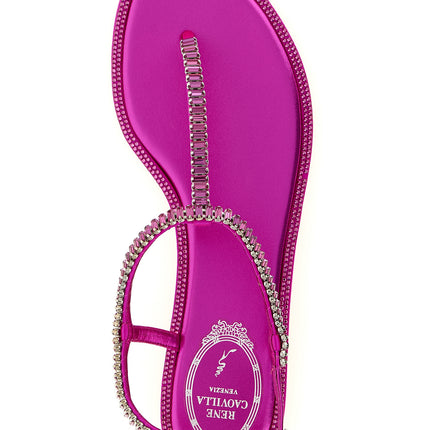 RENE CAOVILLA Fuchsia Viscose Flat Sandals