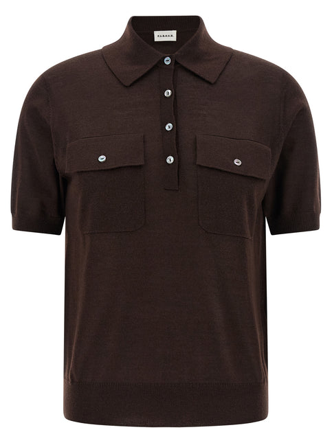P.A.R.O.S.H. Brown Wool Polo Shirt