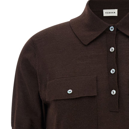 P.A.R.O.S.H. Brown Wool Polo Shirt