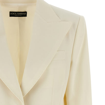 Dolce & Gabbana White Virgin Wool Blazer