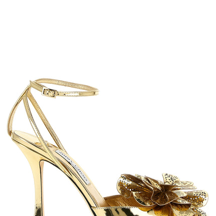Jimmy Choo Gold Leather Stiletto Heel Sandals