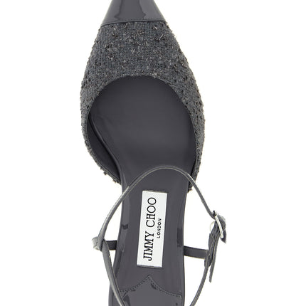 Jimmy Choo Gray Tencel Mid Heel Pumps