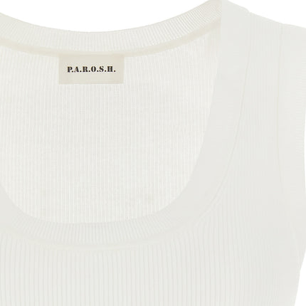 P.A.R.O.S.H. White Cotton Sleeveles T-Shirt