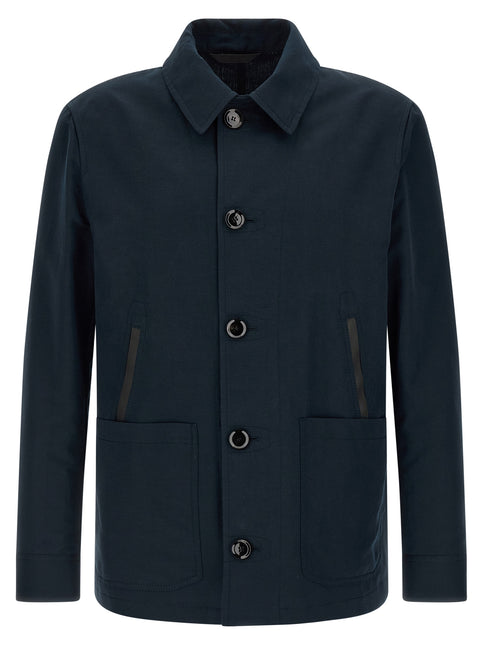 Brioni Blue Linen Full-Length Jacket