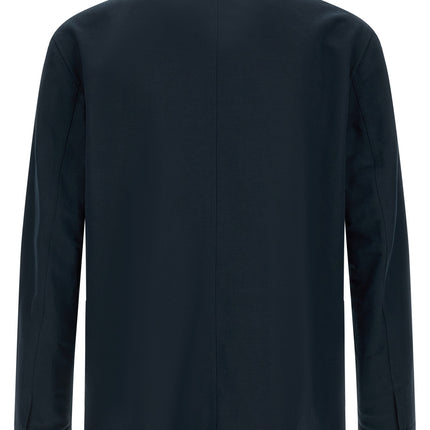 Brioni Blue Linen Full-Length Jacket