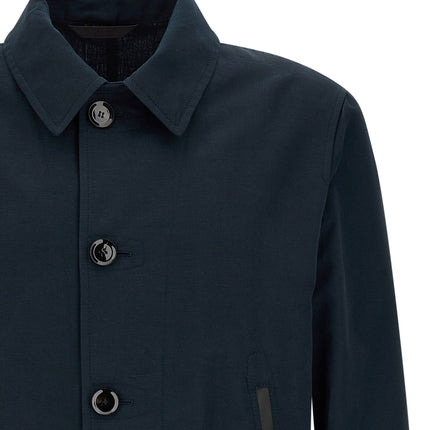 Brioni Blue Linen Full-Length Jacket