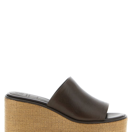 Brunello Cucinelli Brown Calfskin Wedge Sandals