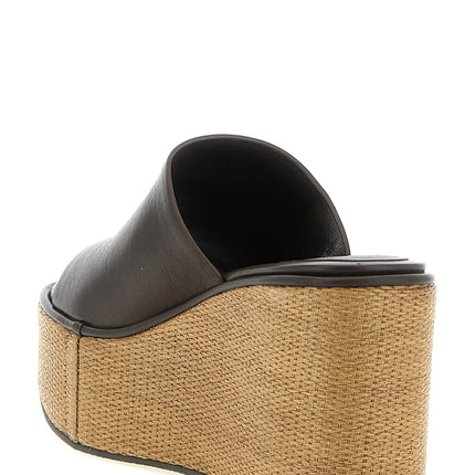 Brunello Cucinelli Brown Calfskin Wedge Sandals