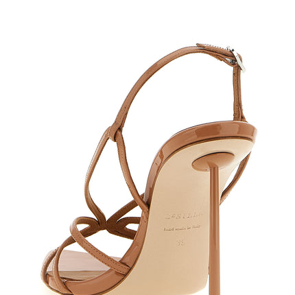 LE SILLA Brown Calfskin Stiletto Heel Sandals