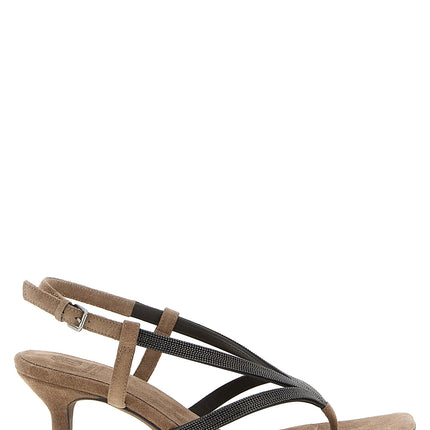 Brunello Cucinelli Beige Lamb Leather Flat Sandals