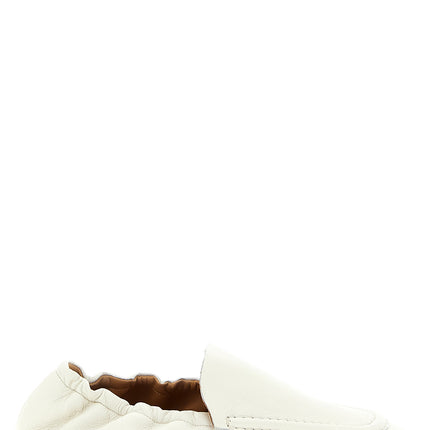 ODISSI White Lamb Leather Slip-On Loafers