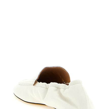 ODISSI White Lamb Leather Slip-On Loafers
