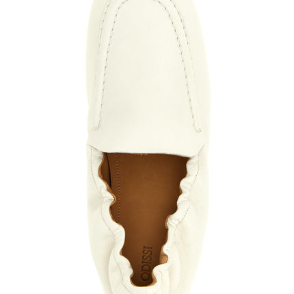 ODISSI White Lamb Leather Slip-On Loafers