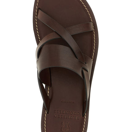 Brunello Cucinelli Brown Calfskin Slides