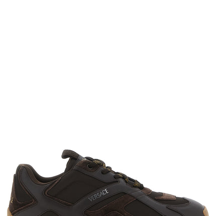Versace Brown Calfskin Athletic Sneakers