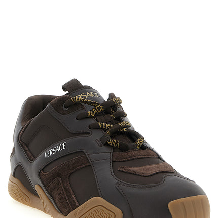 Versace Brown Calfskin Athletic Sneakers