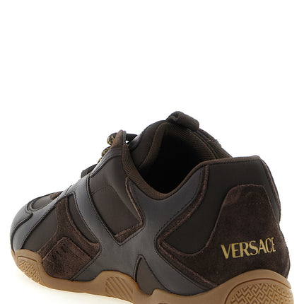 Versace Brown Calfskin Athletic Sneakers