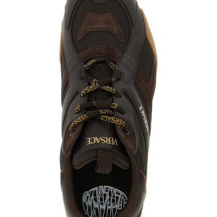 Versace Brown Calfskin Athletic Sneakers