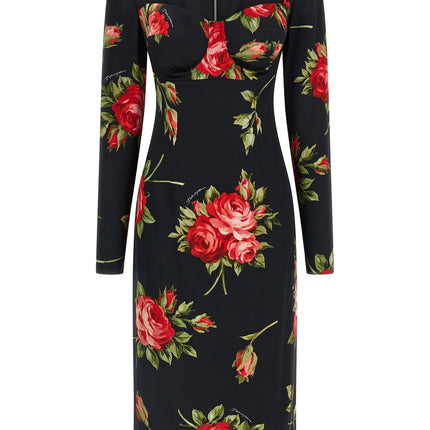 Dolce & Gabbana Black Viscose Midi Dress